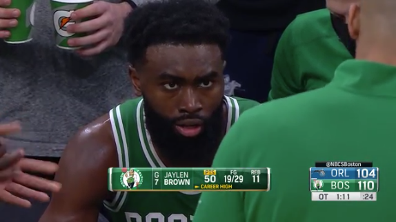BleacherReport's tweet photo. JAYLEN BROWN 50 🍔 https://t.co/f47pkjuao6