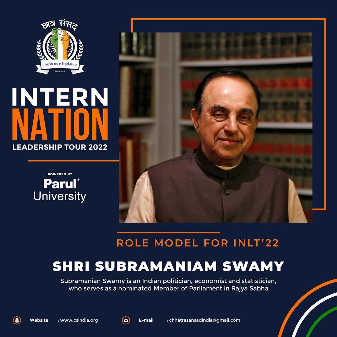 CsindiaOfficial's tweet photo. Intern Nation Leadership Tour- 2022

Warm welcome; Shri Subramanian Swamy ( @Swamy39 ) leader with a vast knowledge and understanding.

We are honored to have you as our Role Model and guest for the 1st interaction with INLT-22 delegates.

#chhatrasansad #inlt22 #subramanianswamy https://t.co/zgw0WYoAwo