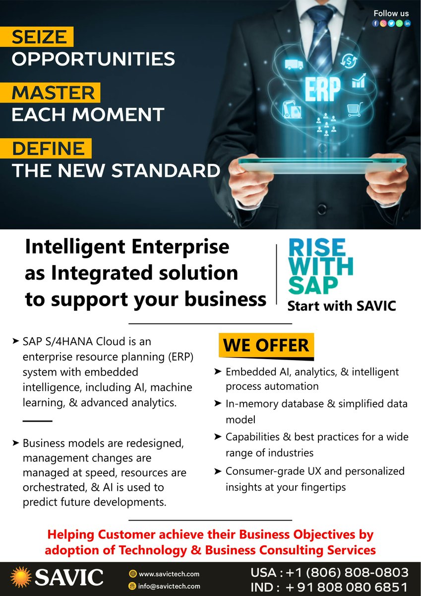 savictechnology's tweet photo. RISE with SAP is the new all-in-one package to attaining that goal, irrespective of your starting point and timeframe.

Know More @ https://t.co/0DpfCwjOfC

#SAVICTECH #sap #S4HANA #BusinessTransformation #Sustainability #MachineLearning #industry #tech #BusinessAnalytics https://t.co/v6CwCHiiZ9