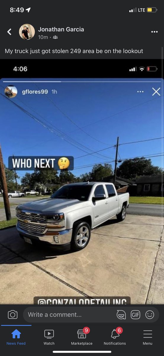 Truck stolen 249 area let @garciajonnyboy know!!
