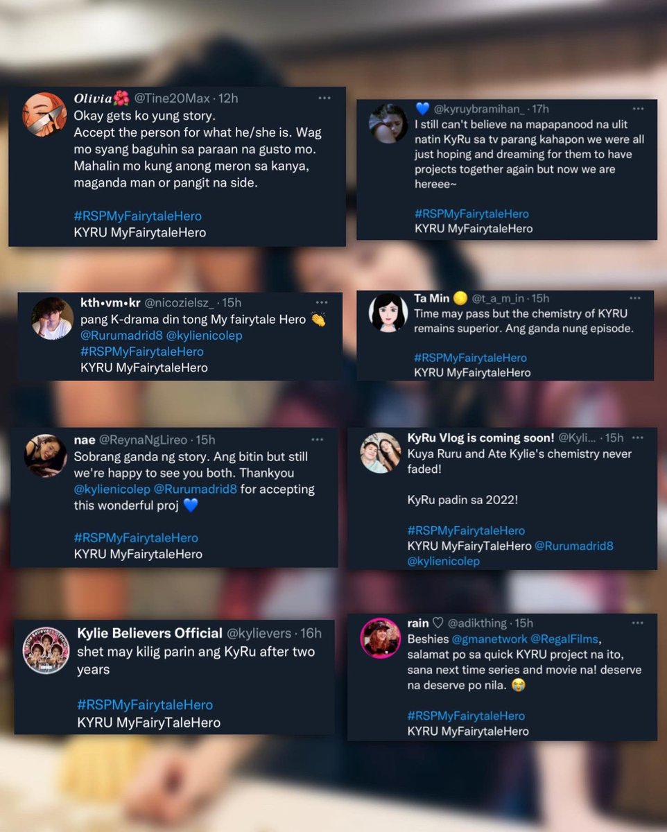 YbrAmihan2016's tweet photo. More than 12k tweets &amp; trended for hours! 🥳 Naenjoy ng lahat ang #RSPMyFairytaleHero! 🥰

Kudos to our inay &amp; itay, wala pa rin kayong kupas! @kylienicolep @rurumadrid8

Salamat beshies @gmanetwork at @RegalFilms for this episode w/ KYRU! Daming may gusto ng part 2! ❤️ https://t.co/qAbenWvJY9
