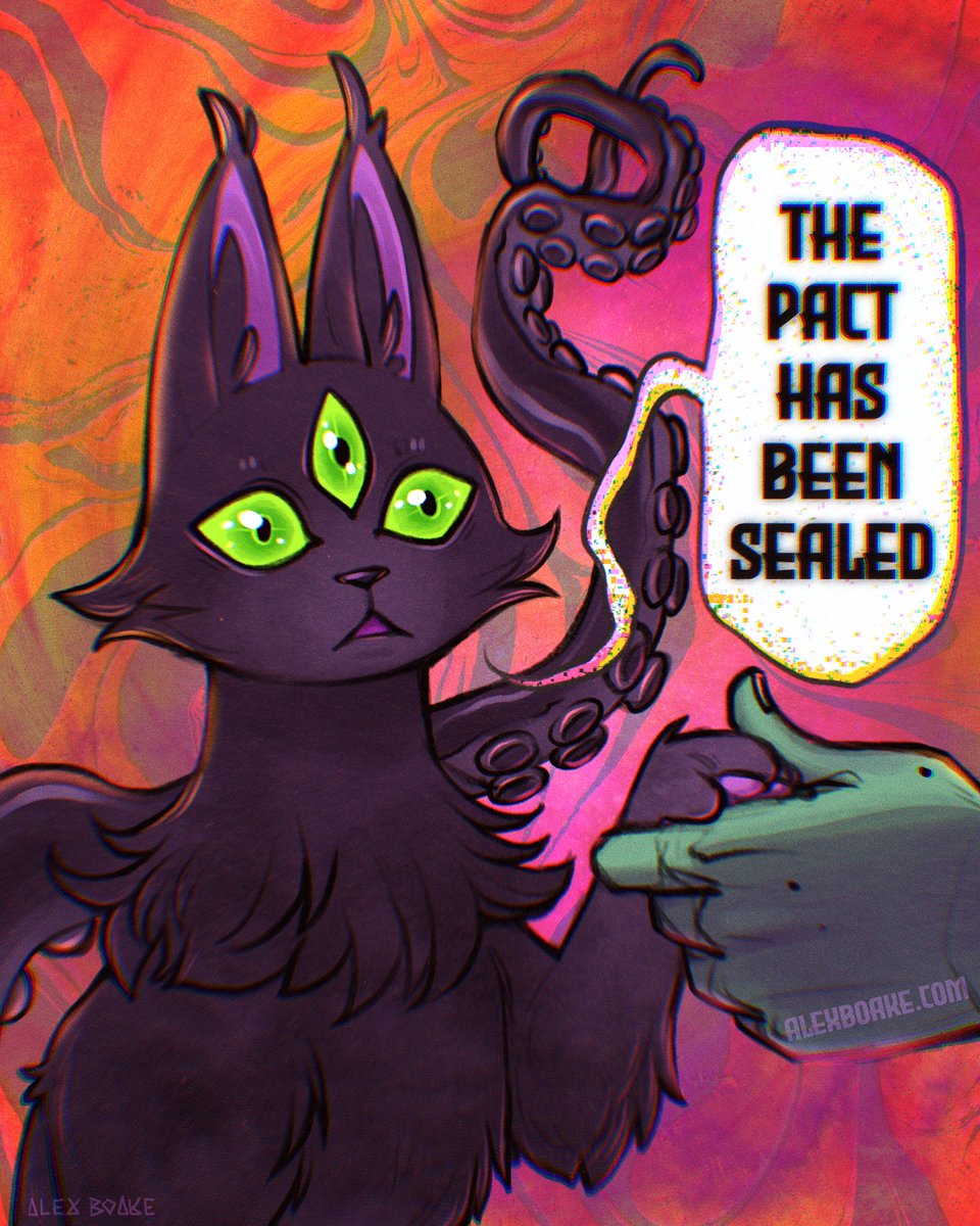 alexboakeillo's tweet photo. Welcome kitty fans! Enter for a chance to win one (1) half body illustration of your OC and one of my Eldritch Kitties! 

🤍like and RT this tweet
🤍follow @alexboakeillo
🤍comment with your fave Eldritch Kitty

References required if you win. 
Ends February 1st! Good luck! 🐈‍⬛✨ https://t.co/tbICSP3Bkt