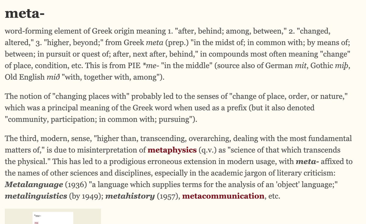 Meta Latin I learned recently that most modern usage of the word root