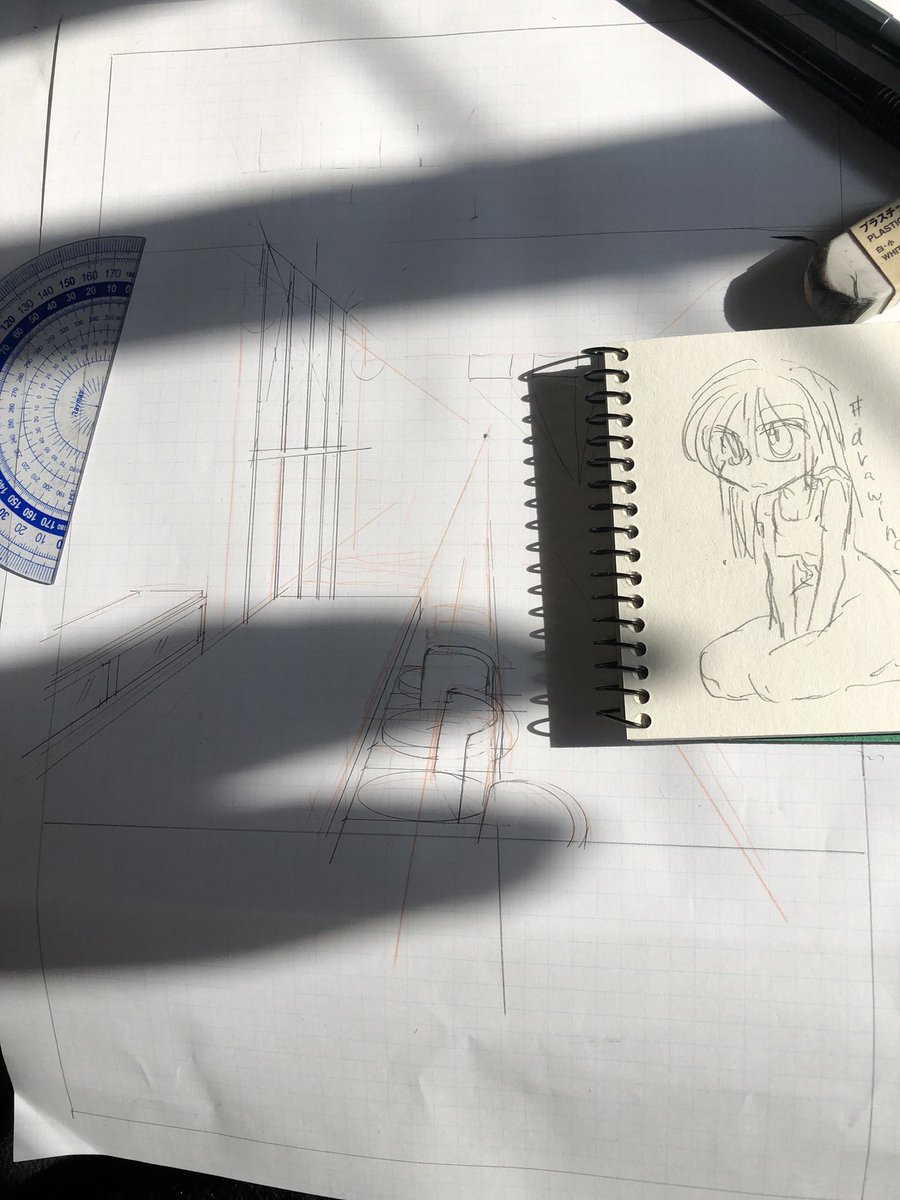 作業絵と落書き。そろそろご飯 