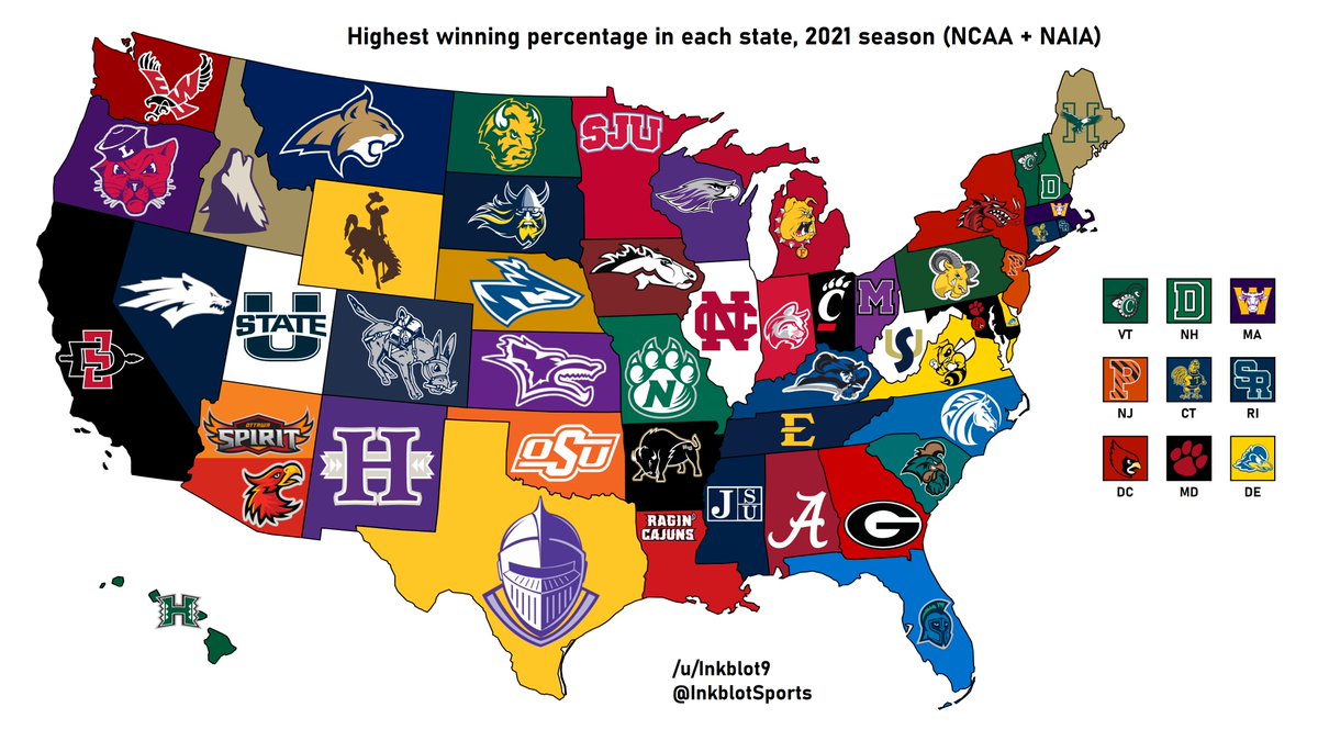 RedditCFB (@redditcfb) on Twitter photo Each state's NCAA/NAIA team with the best record this season: reddit.com/r/CFB/comments… (<a href="/InkblotSports/">Inkblot Sports (Philip Myers)</a>) Each state's NCAA/NAIA team with the best record this season: reddit.com/r/CFB/comments… (<a href="/InkblotSports/">Inkblot Sports (Philip Myers)</a>)