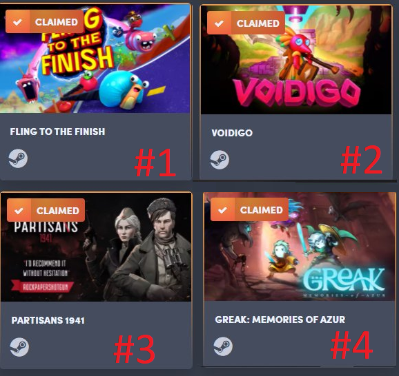 Destructum's tweet image. 🥰New steam game Giveaway🥰
*Repost

👉4 Winners (1 game each) 

✅Follow /retweet / tag a friend
☑️Reply with the 4 numbers in order of preference  (exemple #3  - #1 - #2 -#4  )  if your top game is gone i will send the second one then the third etc
⏲️Rolling in 48 hours
Good ♥️