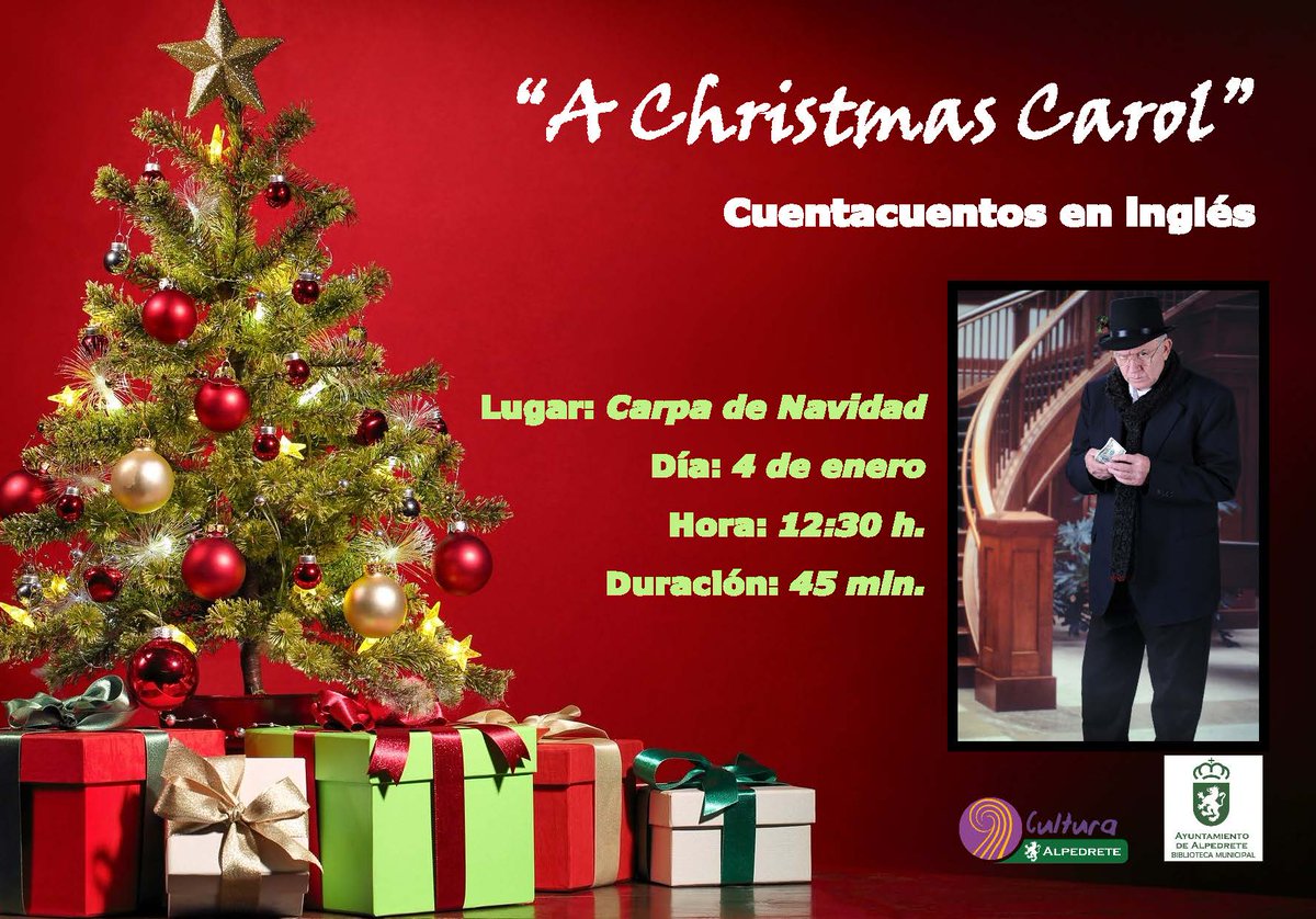 🌟#EsNavidad 🌟
📅Programación para mañana 4/01 en la plaza de Francisco Rabal:

🕚11h taller CreArte
🕧12:30h <a href="/Chameleonteatro/">Chameleon Theatre!</a>  vuelve a #Alpedrete para contarnos un #cuento clásico“A #Christmas Carol“, en una versión muy participativa
alpedrete.es/evento/cuentac…

#Navidad #familias