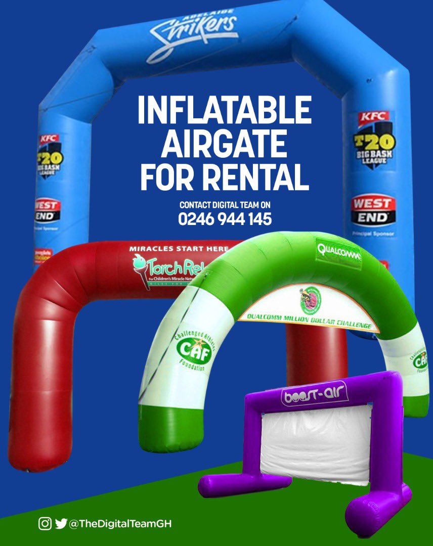 DigitalTeamGH's tweet photo. Inflatable Airgate for rental.
Contact Digital Team on 0246 944 145 https://t.co/ZQI2XDMqOd
