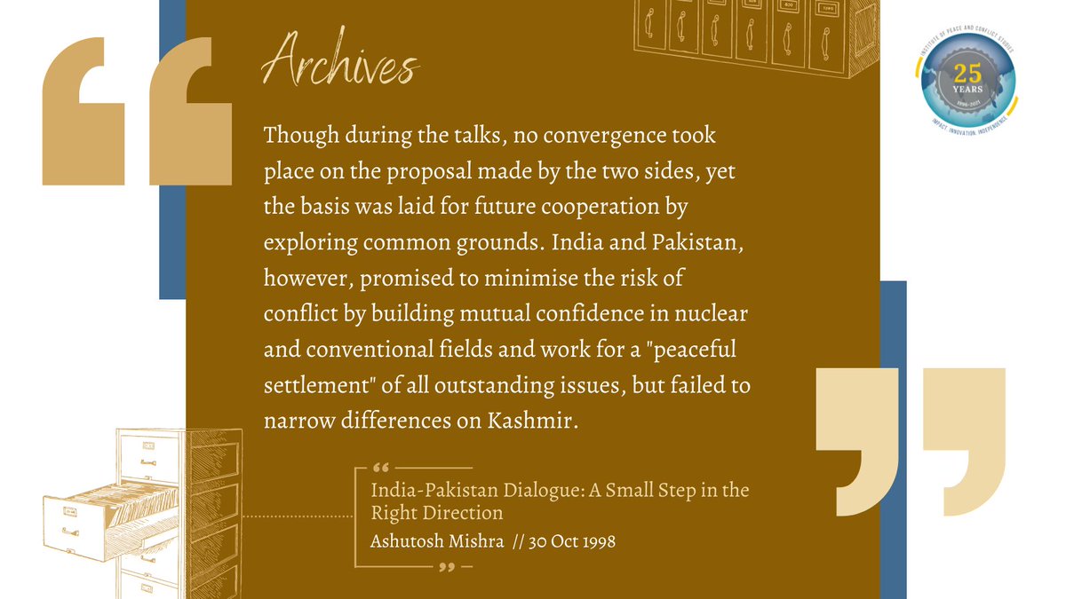 IPCSNewDelhi's tweet photo. #IPCSArchives | In 1998, Ashutosh Mishra pointed out that the simple act of agreeing to talk was an achievement by itself.
Read: https://t.co/8iDF8WH474
#India #Pakistan https://t.co/nwZ2sGe4FE