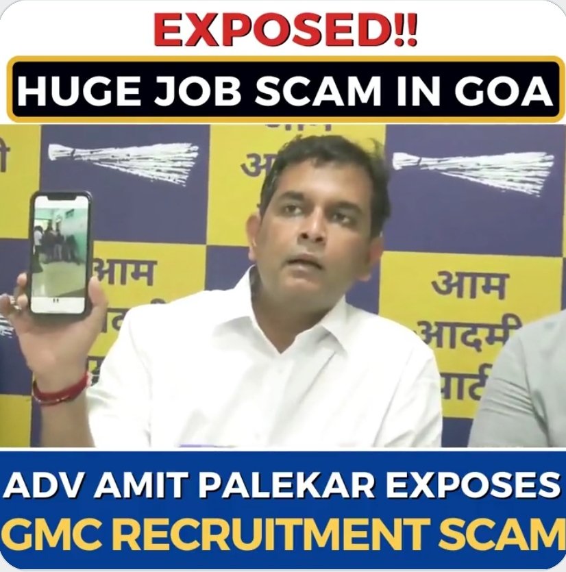 thegoanonline's tweet photo. Rampant corruption in giving jobs is happening in the Health Department under @visrane
I have the video proof, why isn't
@DrPramodPSawant taking any action on it : AAP Leader Amit Palekar @AmitPalekar10
#GMCJobScam #VideoEvidence
#GMCScam #JobScam @AAPGoa https://t.co/r8rMOpYwSz