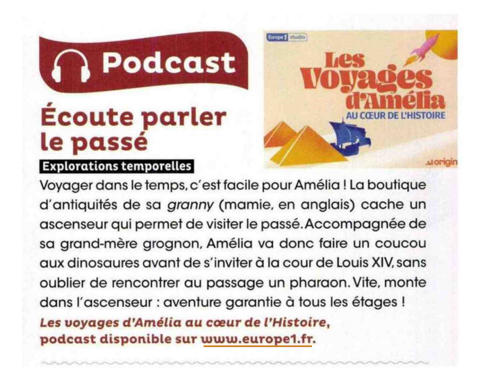 Europe_1_Studio's tweet photo. On parle de nous dans le magazine @quelle_histoire🙏

Le podcast "Les Voyages d'Amélia" rend l'Histoire ludique pour les enfants de 7 à 11 ans !
Une co-production Europe 1 Studio et @DeezerFR en collaboration avec @bloomprod, à écouter à la maison ou en voiture ! https://t.co/GcSN7Lkuxy