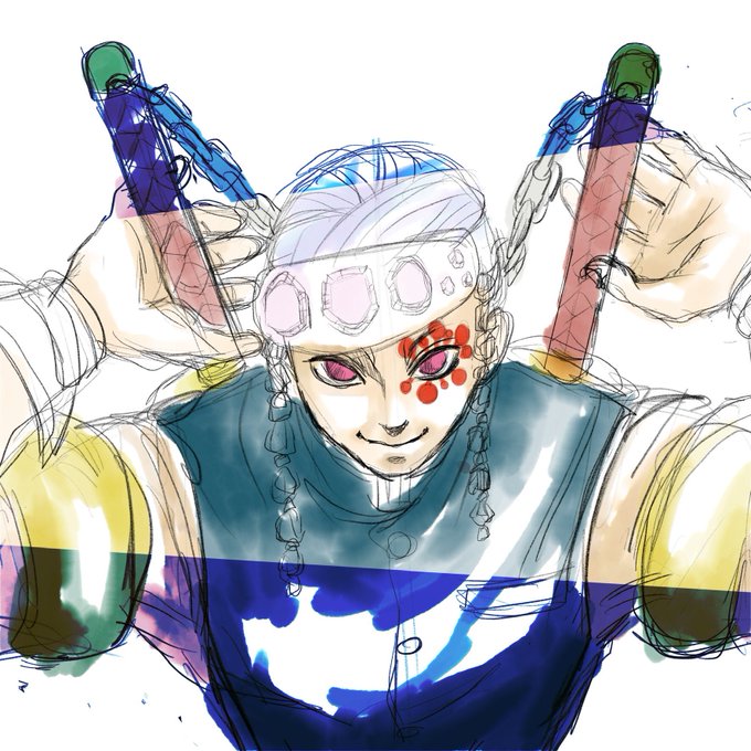 もにまいこ＊絵描き＊さんがTwitterに投稿した宇髄天元(鬼滅の刃)のイラスト。