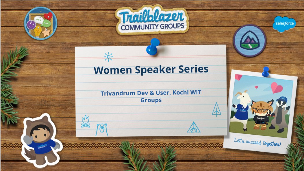 Salesforce Trivandrum User, Dev &amp; Kochi WIT Groups together planning a women speaker series. First-time speakers are most welcome and we are happy to mentor you for your first session.
Please fill the form before 15th Jan if you are interested - lnkd.in/gMDC3rBz