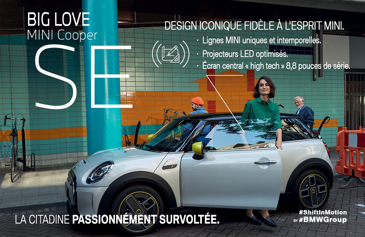 BMWGroupFrance's tweet image. Le #PlaisirDeConduire en... #MINIElectric : la citadine passionnément survoltée.⚡️
Pureté du design MINI, #GoKartFeeling sans émissions locales, concentré de technologies, personnalisation toujours plus poussée... En somme, l'esprit #MINI version électrique ! #EV