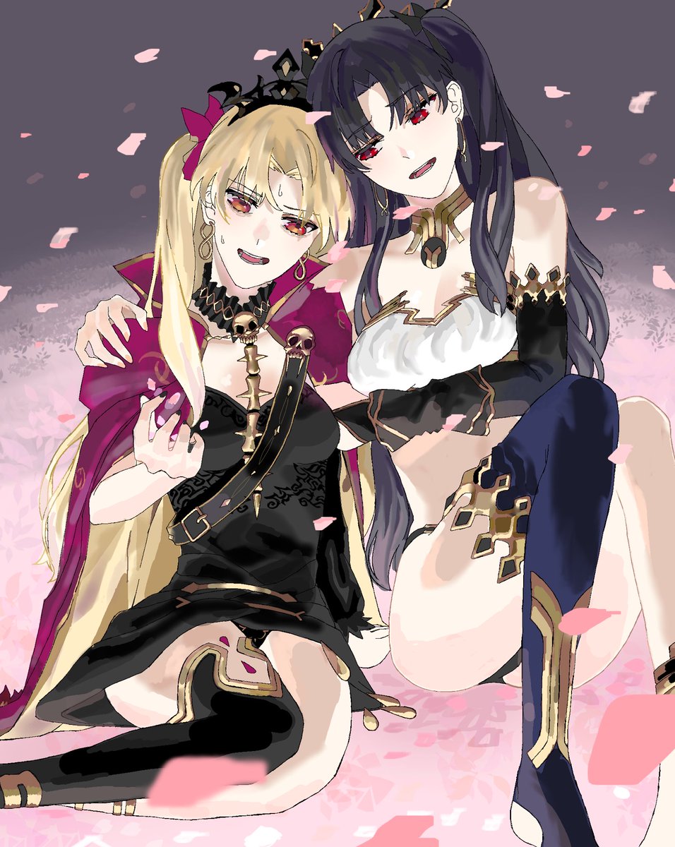 teeth_th's tweet photo. Ishtar and Eresh just sitting down talking. #FGO #ishtar #ereshkigal #digitalart https://t.co/05IZjXP4Qg