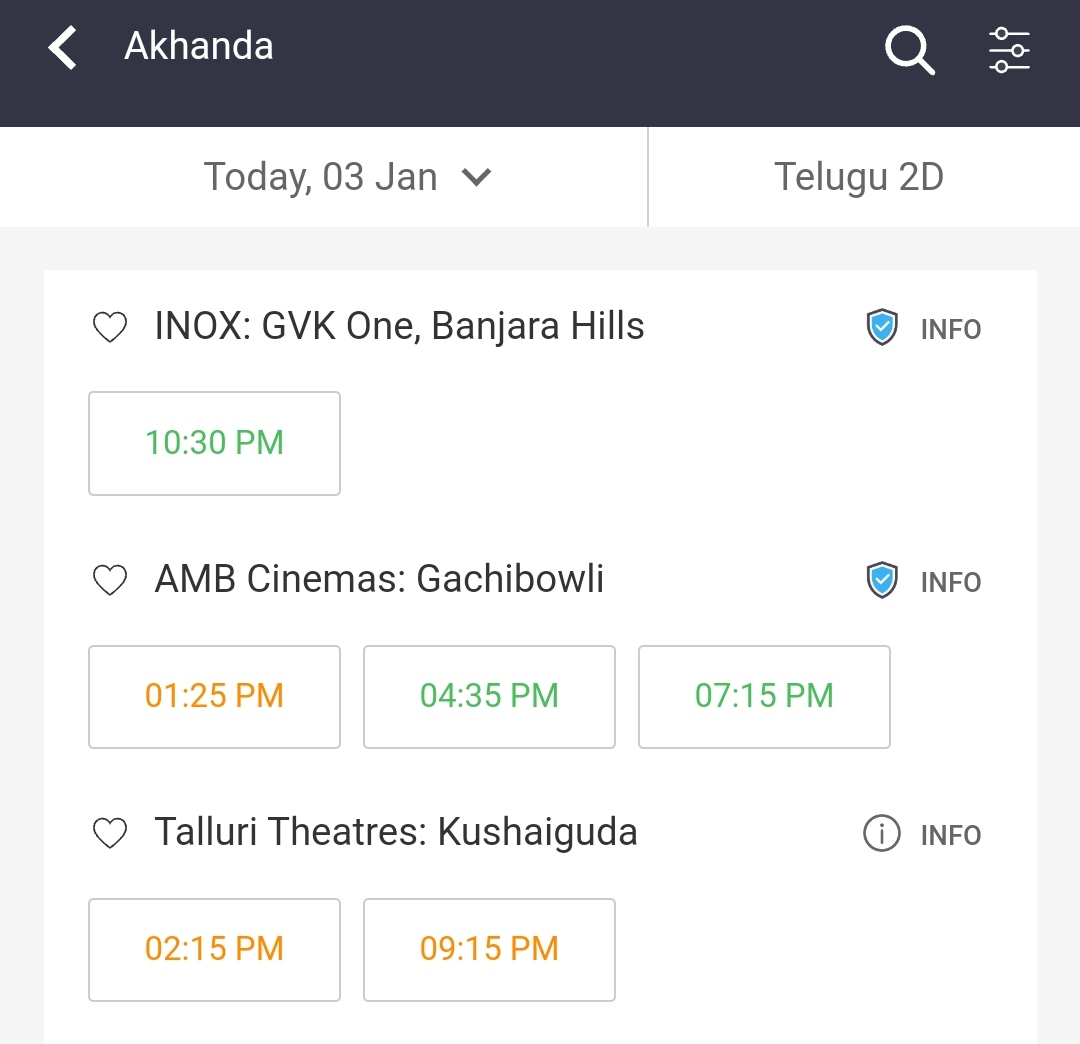 manabalayya's tweet photo. #Akhanda Day 33,Hyd city
2 more shows(4.35PM & 7.15PM) added in #AMBCinemas 💥
Solid hold in 5th Week 🔥
#NandamuriBalakrishna #AkhandaMassJathara #Akhanda5thWeek https://t.co/YAV0aIqlxq