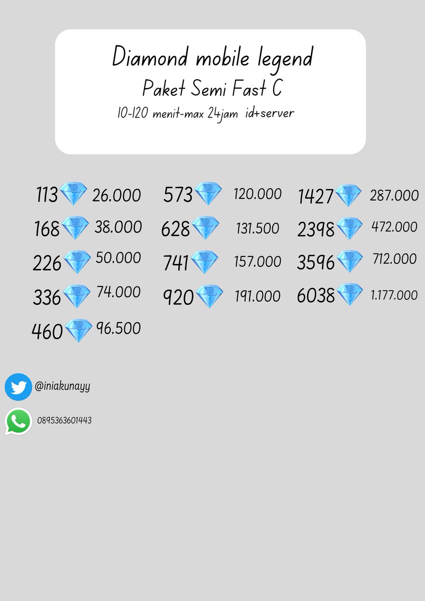 Pagi!! Yukkk top up game nya di akuu, ada ff sama ml😋
Psst testi on pinned fren!

t. dm diamond ml mlbb free fire ff
#zonauang
