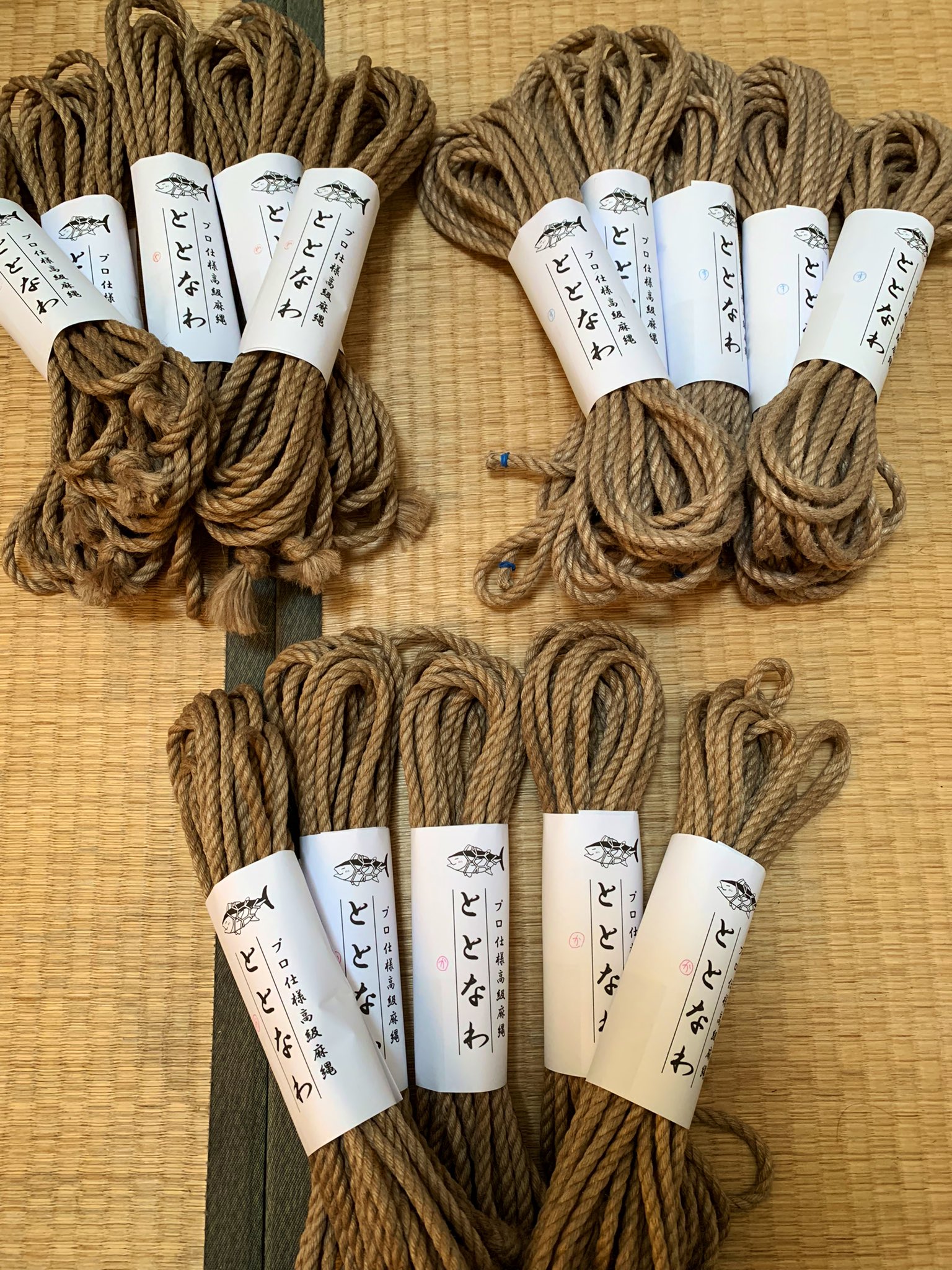 鳴き縄】緊縛用麻縄（赤）8m×5本