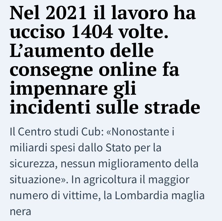 unoscribacchino's tweet photo. “L’età delle vittime varia dai 14 agli 88 anni”.

Quasi quattro morti al giorno.

Una strage quotidiana. https://t.co/9qEsmGsHG5