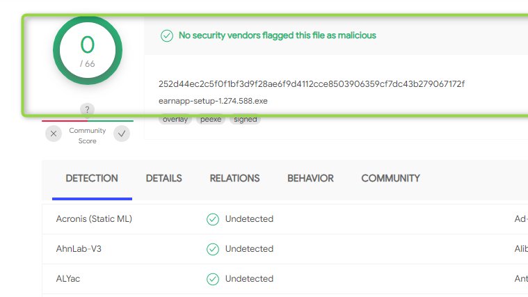EarnApp is 100% safe!
Tell your friends!