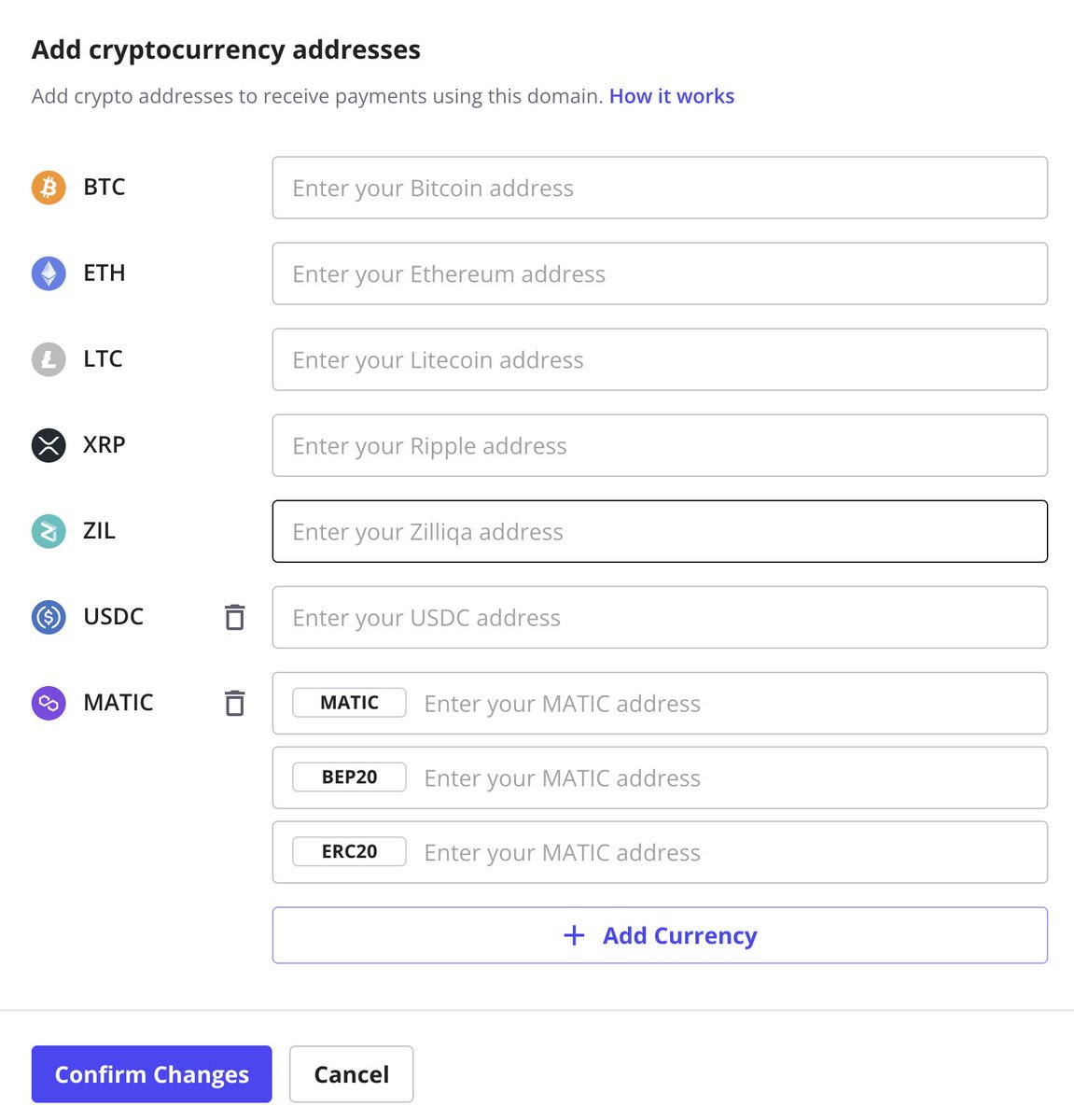 Buy a custom domain/wallet address (ex. "chad.crypto") on <a href="/unstoppableweb/">Unstoppable Domains</a> then use this address to route payments of over 250+ coins to the wallet of your choice. Sending crypto shouldn't be complicated. These guys make it easy. 

Giving $50 to 1 follower who likes + retweets.