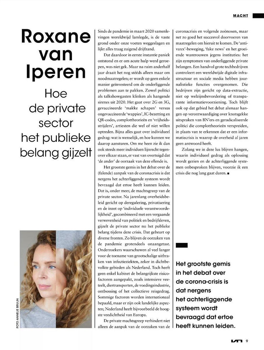 De private sector gijzelt het publieke belang in deze pandemie. Niet het achterliggende systeem wordt aangepakt, maar individuen worden tegen elkaar opgezet. Nieuwe column:
