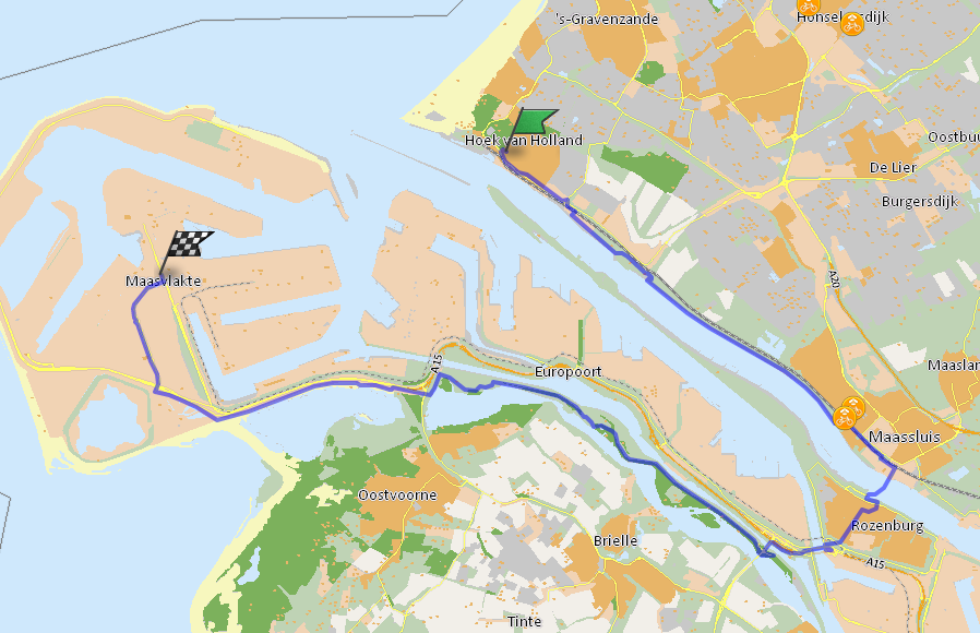 Het veer tussen Hoek van Holland en de Maasvlakte vaart sinds 1 januari niet meer, zie nederlandfietsland.nl/blog-en-nieuws…. In de planner is deze dan ook dichtgezet. Let op: de LF Maasroute en LF Kustroute zijn nog niet verlegd.