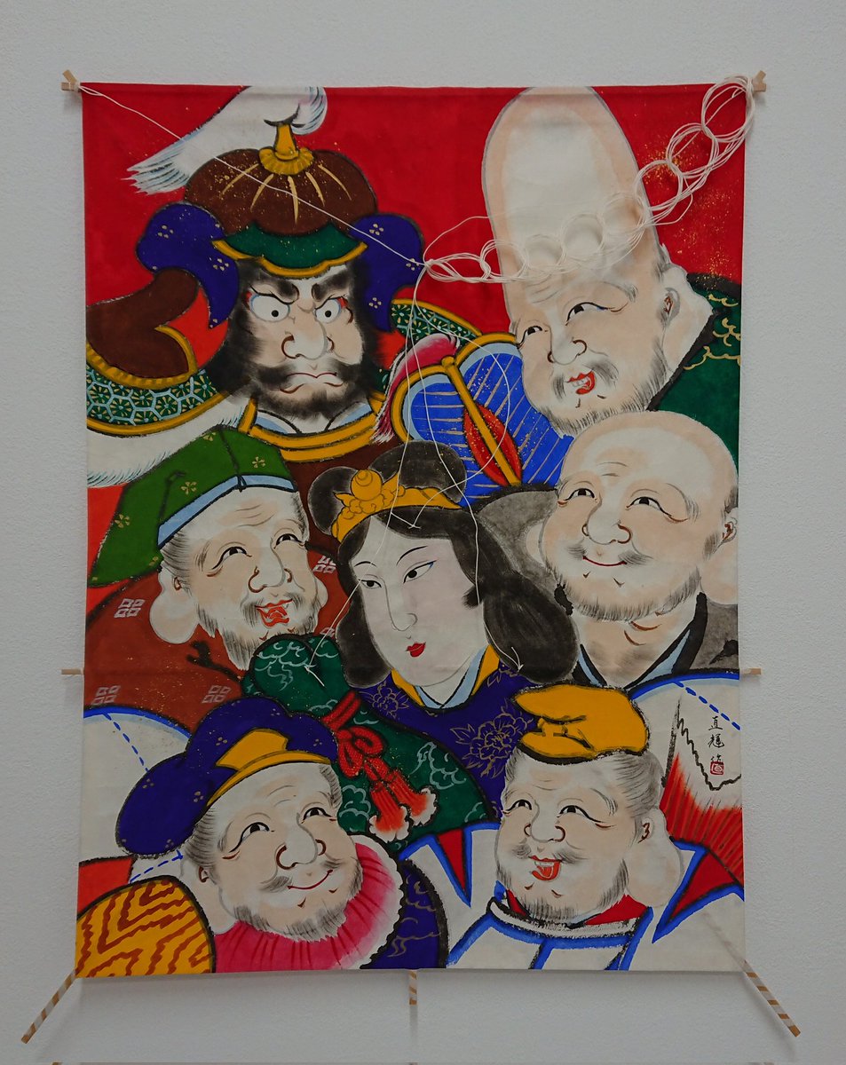 ご依頼により年末に作りました凧「七福神」です(約65×45cm、楮紙に