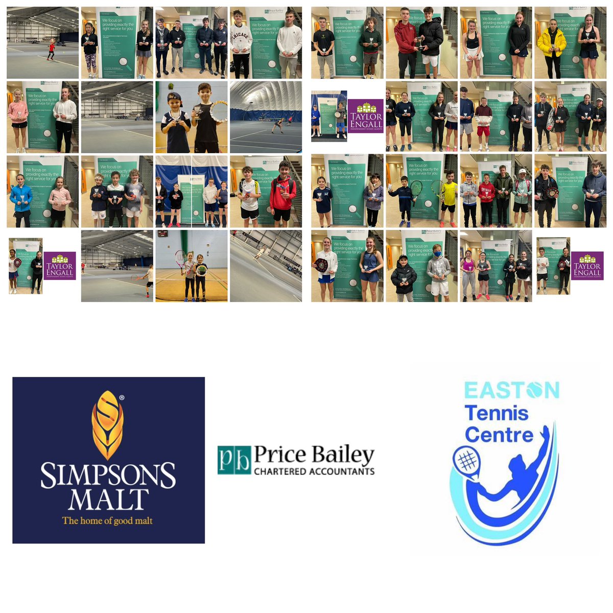 Tennis_Edge's tweet photo. Yesterday we played the final matches to complete the Tennis Edge Christmas event 🎄
A huge thank you goes out to all players & parents who supported this event.
Also….
Our trophy sponsors, #PriceBailey 🙌🏻
Our court sponsors @SimpsonsMalt 🙌🏻 https://t.co/2XlIAAHXjr