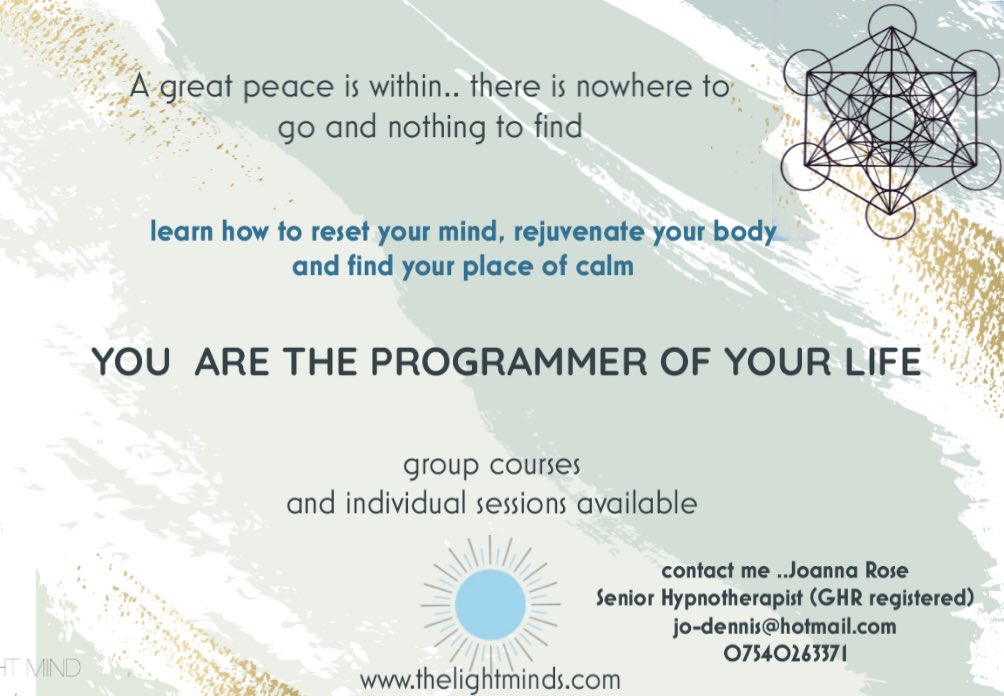 JoDennis_Hypno's tweet image. My new strategy is to help people reset the programme .. if you know of anyone who needs dehypnotising I can help  #hypnosis #deprogramme #raiseyourconsciousnes #holdtheline #healing #destress #anxiety #calm