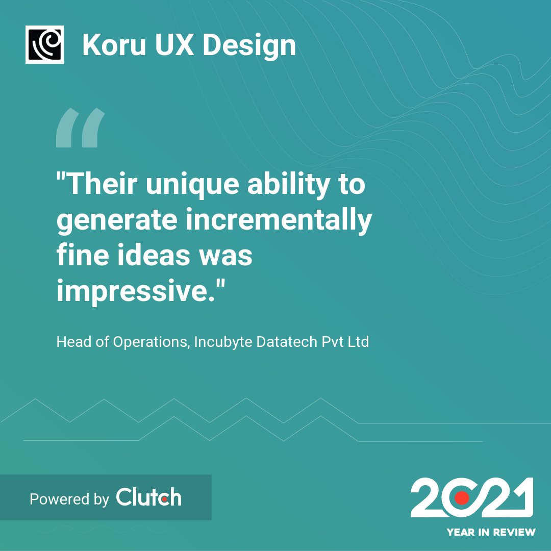 koru_ux's tweet photo. Grateful for the new opportunities we received in 2021, geared up to reach new heights in 2022.

Thank you @clutch_co for our custom year in review.

#TransformingExperiences #NewYear2022 #userexperience #Review https://t.co/sajIuKF63b