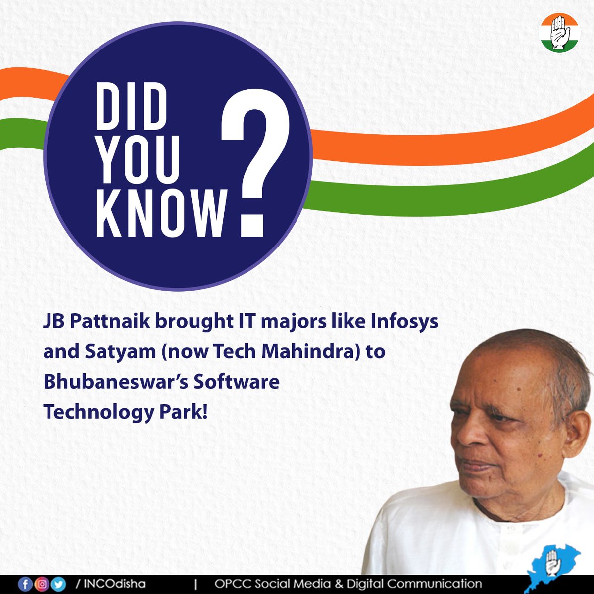 #JanakiBallabhPatnaik was a visionary leader. Way back in 1997 he envisioned Bhubaneswar as an IT hub.  He brought IT majors like Infosys and Satyam( Tech Mahindra) to Bhubaneswar Software Technology Park. #ThankYouJanakiBabu