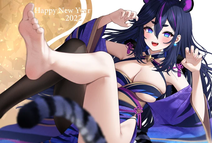 Happy New Roarrrr!!🐯💜
#ゆきち絵巻 