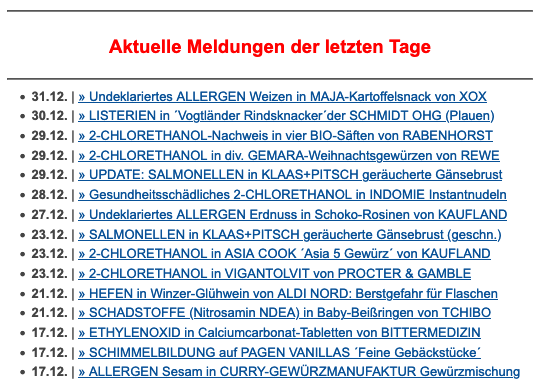 Rueckrufportal's tweet photo. #RÜCKRUF | #WARNUNG | Undeklarierte #Allergene, #Listerien, #Ethylenoxid, 2-#Chlorethanol, #Salmonellen, #Hefen, #Nitrosamine, #Schimmel > alles in den letzten Tagen des Jahres 2021 https://t.co/MMJ7oGn8XP https://t.co/Y4dgQVlo9e
