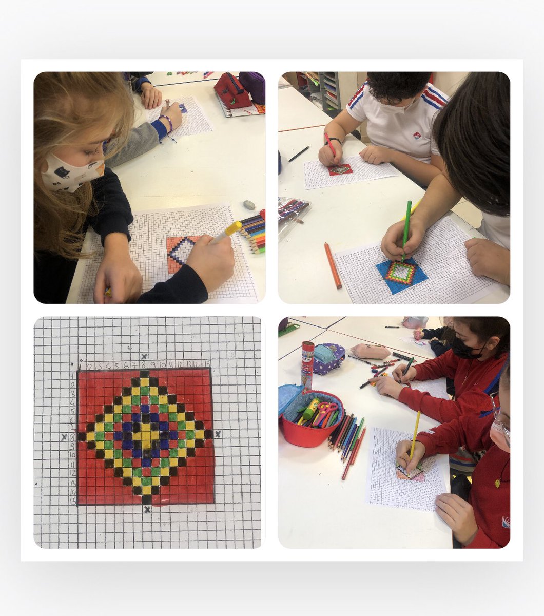 Orta okul öğrencilerimizle Geleneksel El Sanatlarından Halı,Kilim Desen motiflerinin anlamları üzerine konuştuk,bu motiflerin ne anlamlara geldiğini keşfettik. Biz geleneksel göz motifini seçtik.☺️🧿👀#gelenekselelsanatları #gözmotifi #bereketmotifi #küpedeseni⭐️