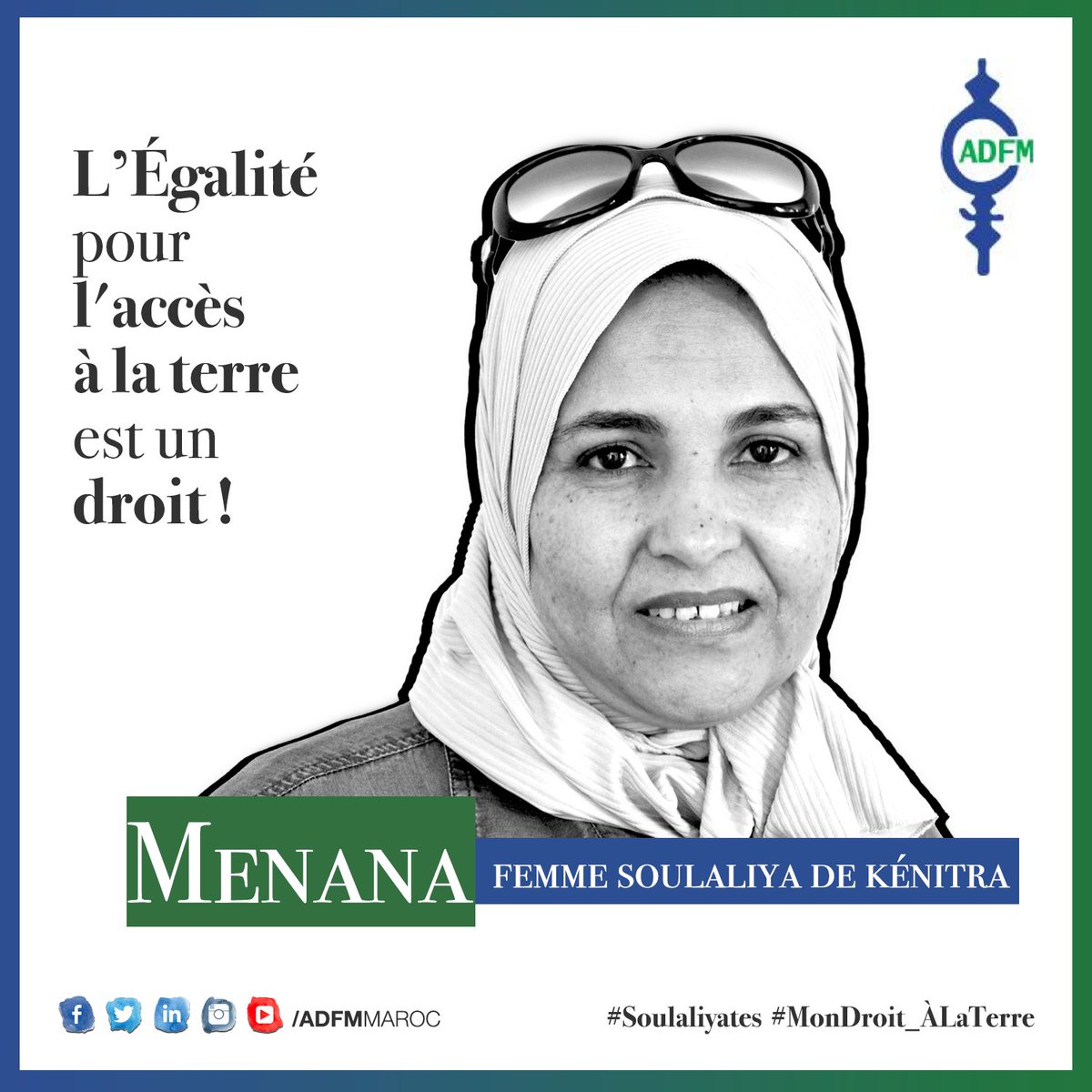 ADFMRabat's tweet photo. « Soulaliyates : Une nouvelle loi… le combat continue ! » 
🔵🟢 Menana, femme Soulaliya de #Kénitra, elle se bat pour son droit à la terre ! 
#MonDroit_AlaTerre #Soulaliyates https://t.co/OIdWUdHta1