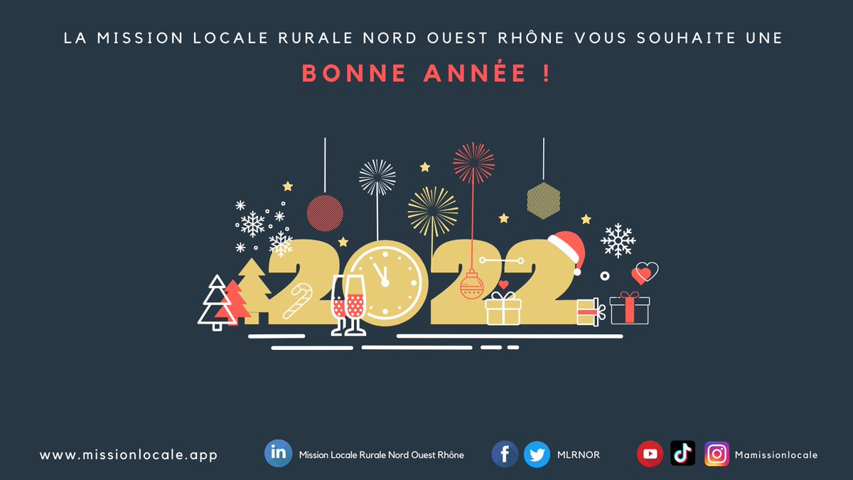 La Mission Locale Rurale Nord Ouest Rhône vous présente ses meilleurs voeux pour cette nouvelle année !
#2022 #missionslocales #missionlocale