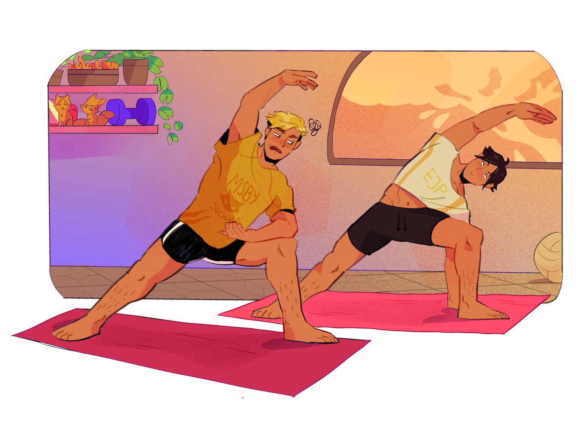 okay the real reason i logged in was to share this beautiful atsusuna commission from the wonderful <a href="/b1cr1ptic/">Marian 🦇 (working on bike comic!) (comms open!)</a> ! i love my thick yoga boys very much 💗 thank u for bringing them to life for me!!