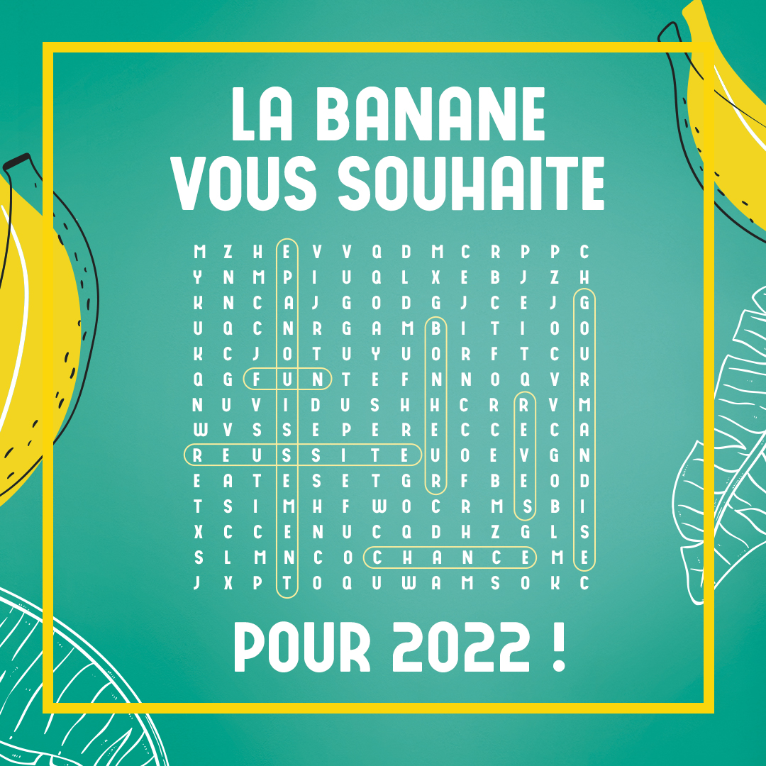 L'AIB et les professionnels de la filière #banane, vous souhaitent une belle et heureuse année. En 2022, gardez la banane 🍌😋 !