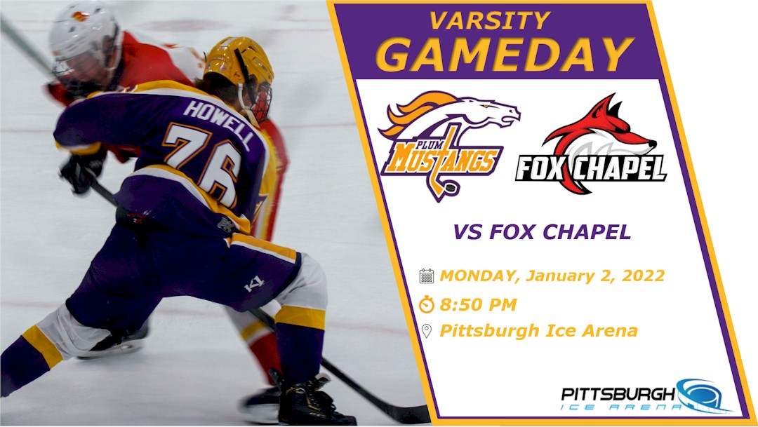 After a nice holiday break, it's time to go back to work!  The Varsity team starts the second half of their season as they hit the ice tonight at 8:50 PM to take on Fox Chapel.  See you at Pittsburgh Ice Arena! <a href="/plumboroughsd/">Plum Borough SD</a> <a href="/PlumAthletics/">Plum Athletics</a> <a href="/MustangsSection/">Mustangs Student Section</a>