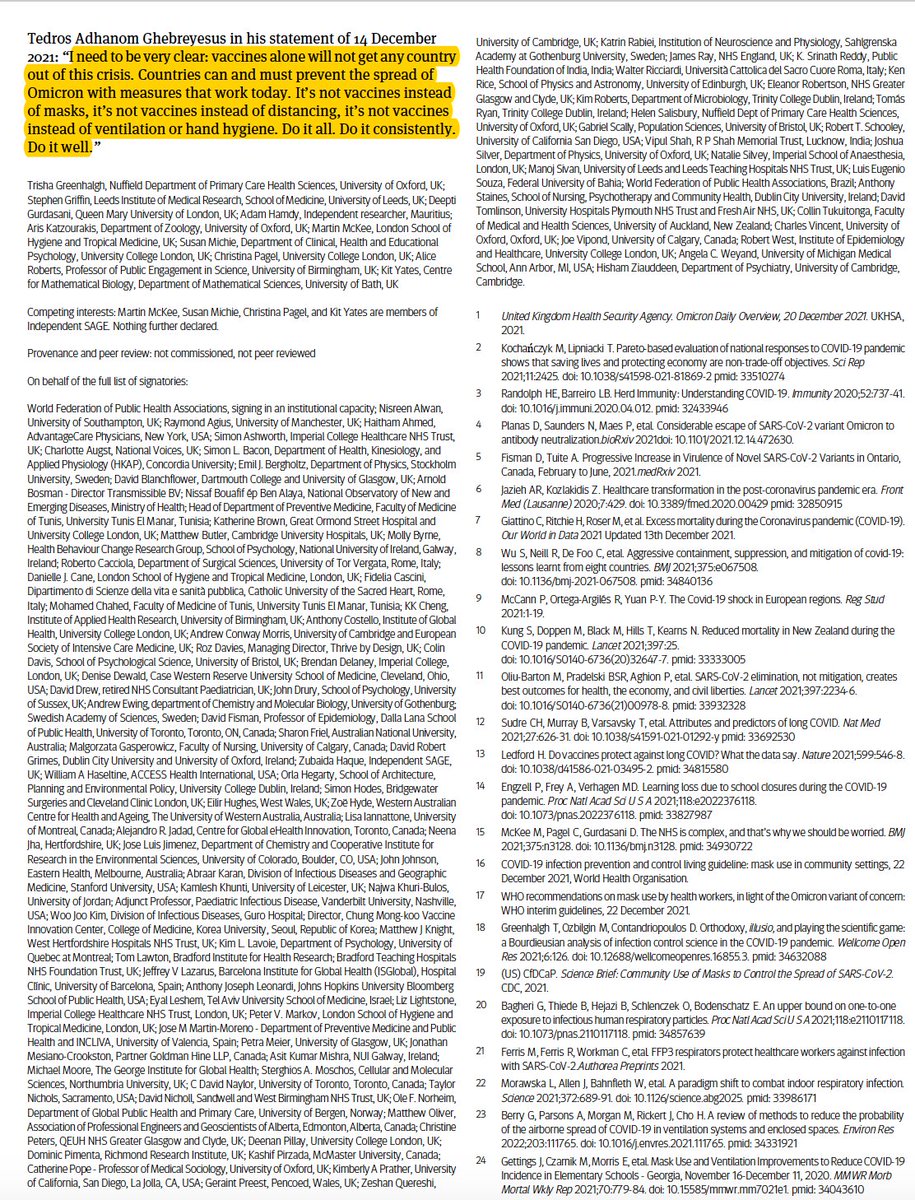 An urgent call for global "vaccine-plus" action <a href="/bmj_latest/">The BMJ</a> today, by <a href="/trishgreenhalgh/">Trisha Greenhalgh</a> and >100 researchers and healthcare workers bmj.com/content/376/bm…