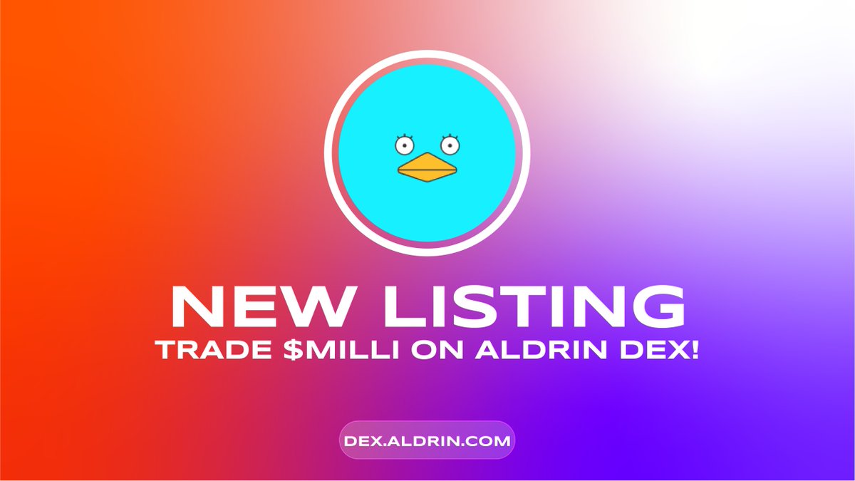 aldrin_labs's tweet photo. New Listing!

@MILLIONSYio $MILLI is on $RIN #DEX now.

Trade with confidence on user-friendly @solana DEX:
https://t.co/inKxumAOcC

Stay tuned for more markets! https://t.co/RhvXp1OfCe