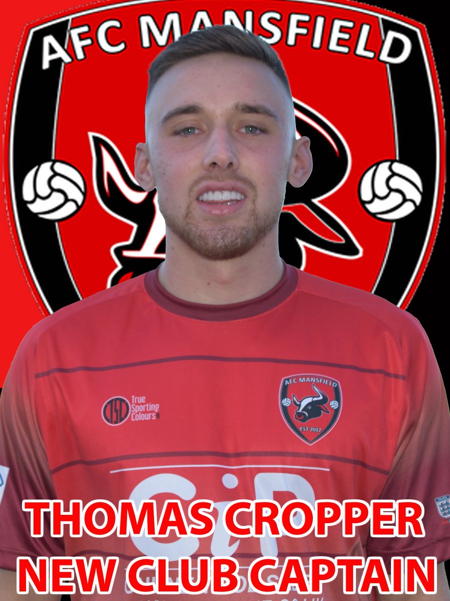 💪 | How about some good news ahead of kick-off? 

🙌 | The club are delighted to announce that Thomas Cropper has been unveiled as AFC Mansfield's new captain for the season.

#WeAreTheBulls | <a href="/NCEL/">Macron NCEL</a>