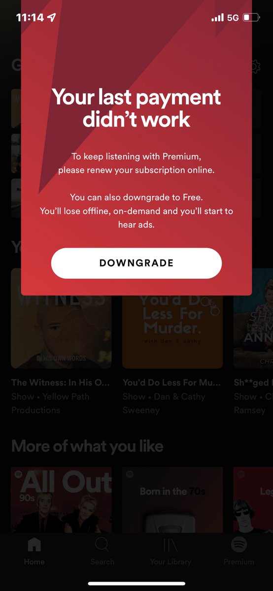amt_74's tweet photo. Is there a problem with @Spotify , it just stopped this morning and I got this , https://t.co/l7q0uy6hmY