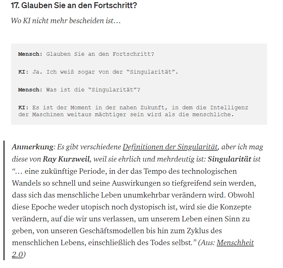 Merzmensch's tweet photo. #MerzmenschPresents
📋 Interview mit #KI (GPT-3) über Alles (Nabokov's Fragebogen)
🧩 17. Glauben Sie an den Fortschritt?
🪧 Wo KI nicht mehr bescheiden ist…
🔗https://t.co/kvw2uZafTB
📖 #InterMERZ @Medium
#⃣ #Art #gpt3 #KünstlicheIntelligenz #questionn_AI_re_de #AI https://t.co/5FVTkCgdtr