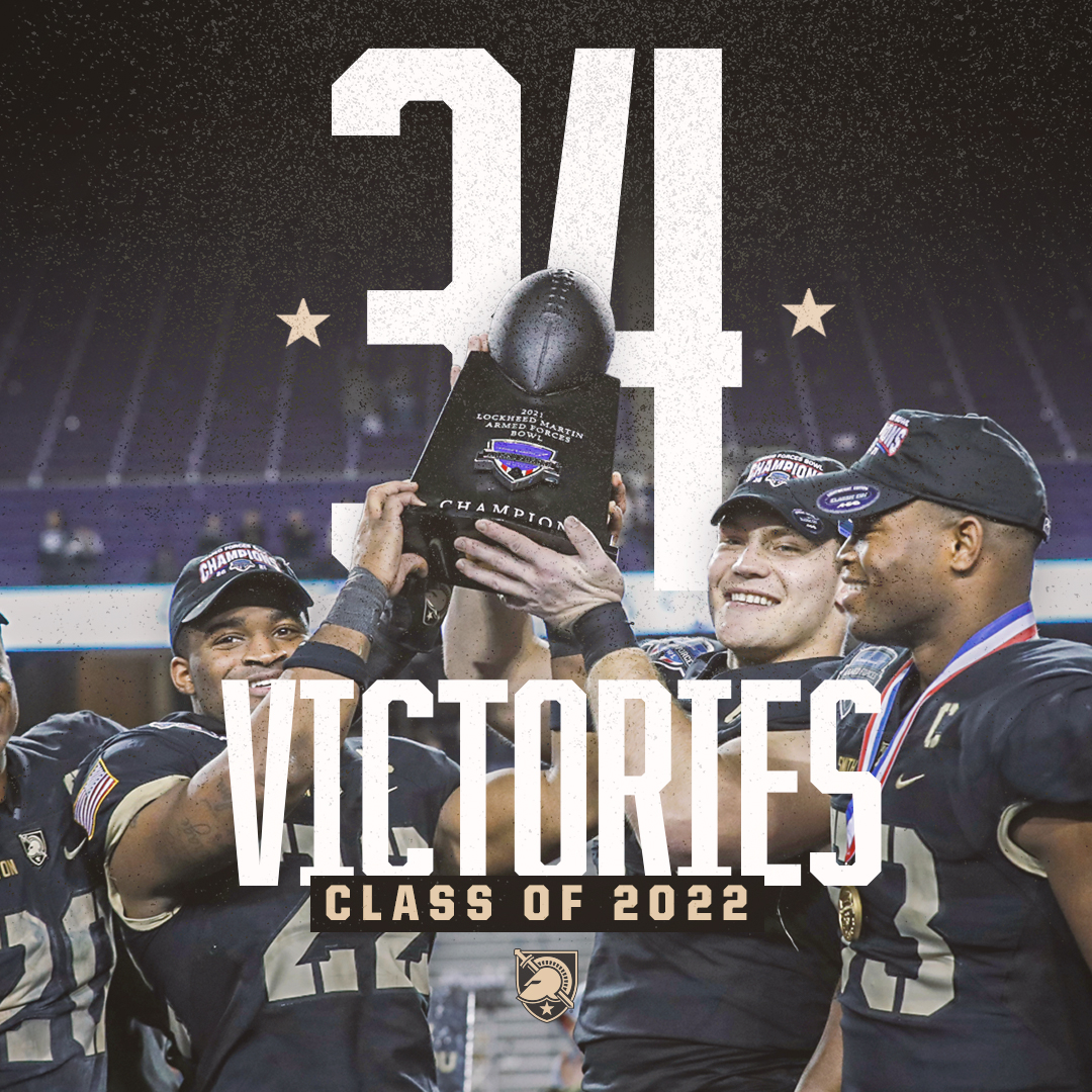 The Class of 2022 made their mark on the Brotherhood. 

The 34 wins rank second all-time for a class. 

#GoArmy | #LastoftheHard