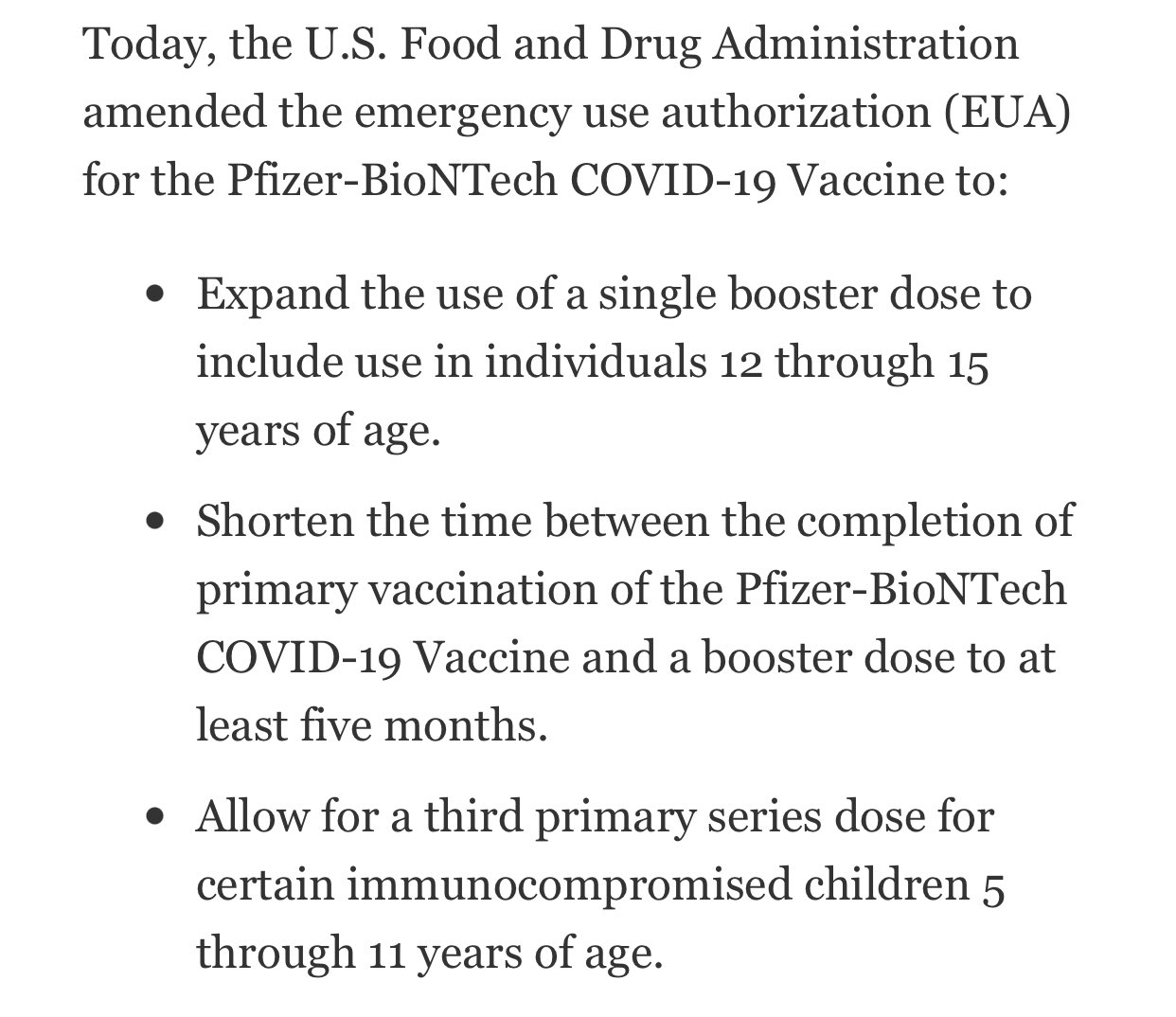 Meg Tirrell on Twitter "FDA clears boosters for 1215 year olds