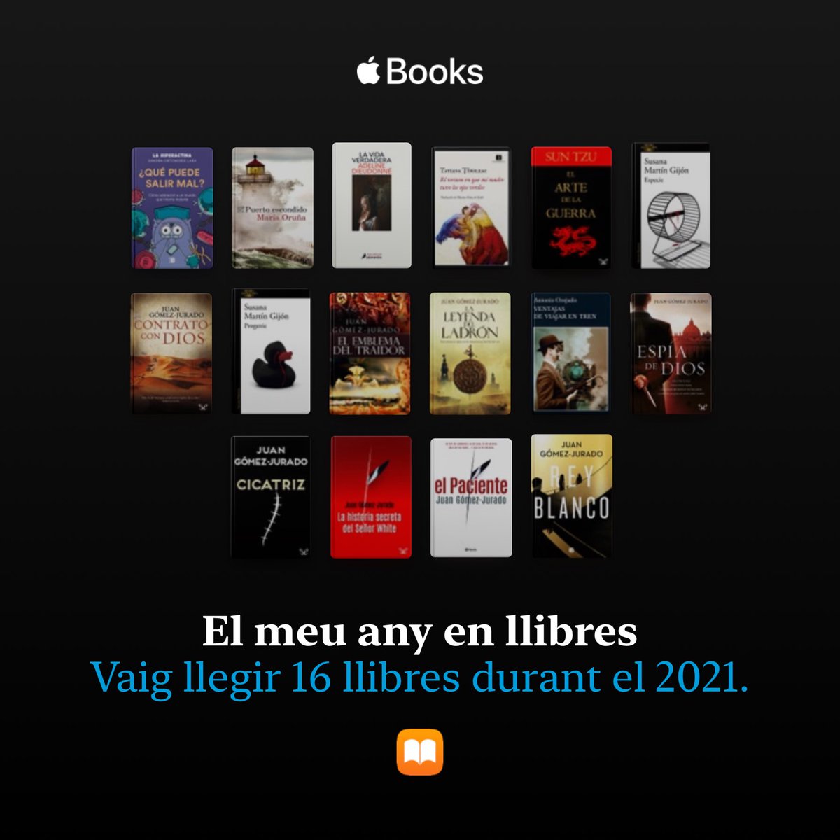 mateutuba's tweet photo. Aquests són els llibres que he llegit el 2021. Si voleu consell.
#reyblanco #elpaciente #lahistoriasecretadelseñorwhite #cicatriz #espiadedios #ventajasdeviajarentren #laleyendadelladron #elemblemadeltraidor #progenie #especie #elartedelaguerra #puertoescondido #quepuedesalirmal https://t.co/RxGK0b9rqQ