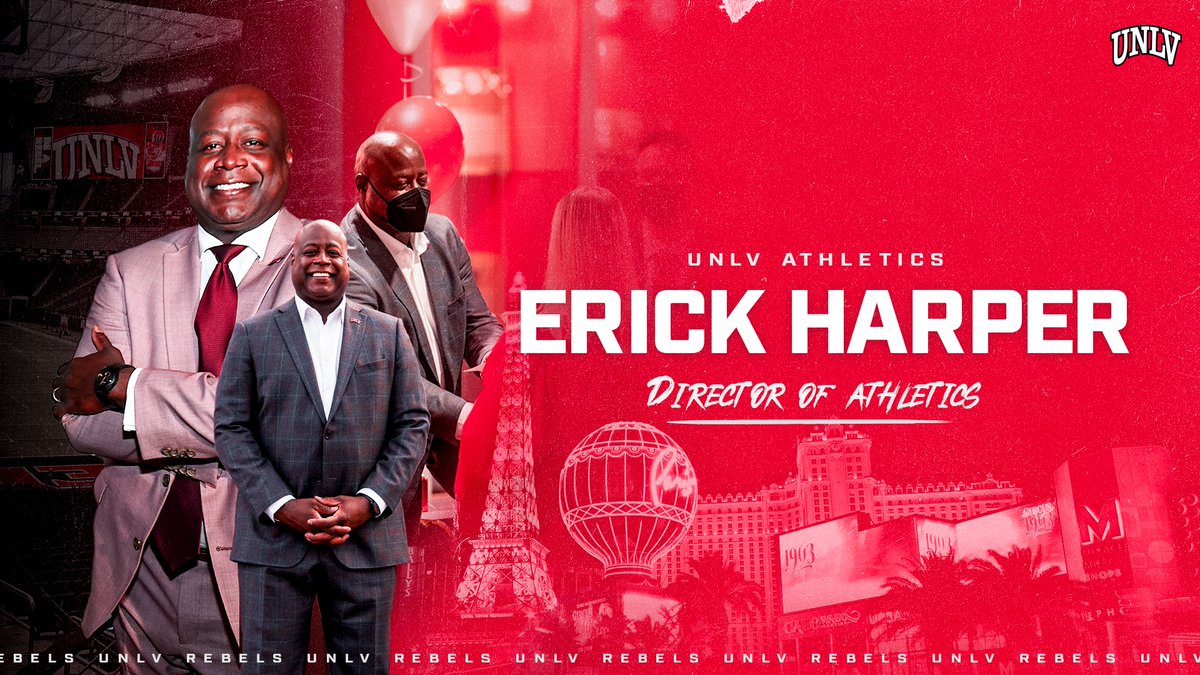UNLVathletics's tweet photo. 🚨 UNLV ATHLETICS NEWS 🚨

@ErickHarper Selected To Lead @UNLVathletics As Its New Director of Athletics

Harper has served as interim AD since August and was selected following national search; permanent appointment is effective Jan. 1

MORE: https://t.co/fYSH67JqwR https://t.co/wr2olnKwWg