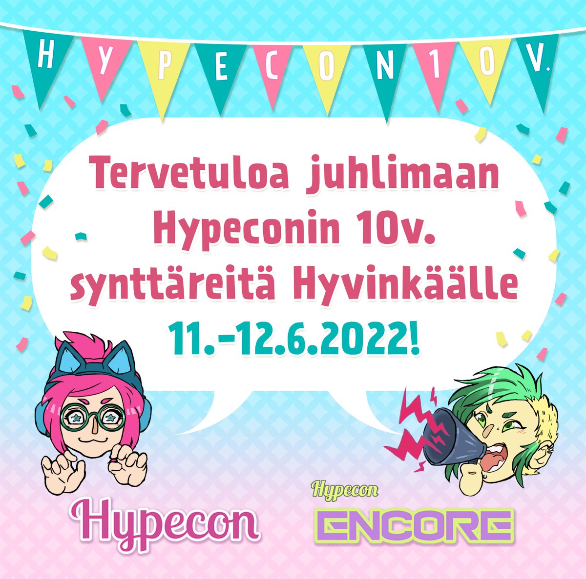 Hypecon_FI's tweet photo. Hypeconin ajankohta on julkaistu! Nähdään kesällä! ⭐ #hypecon #hypecon10v #hypecon2022 https://t.co/9jxLtNyy4A